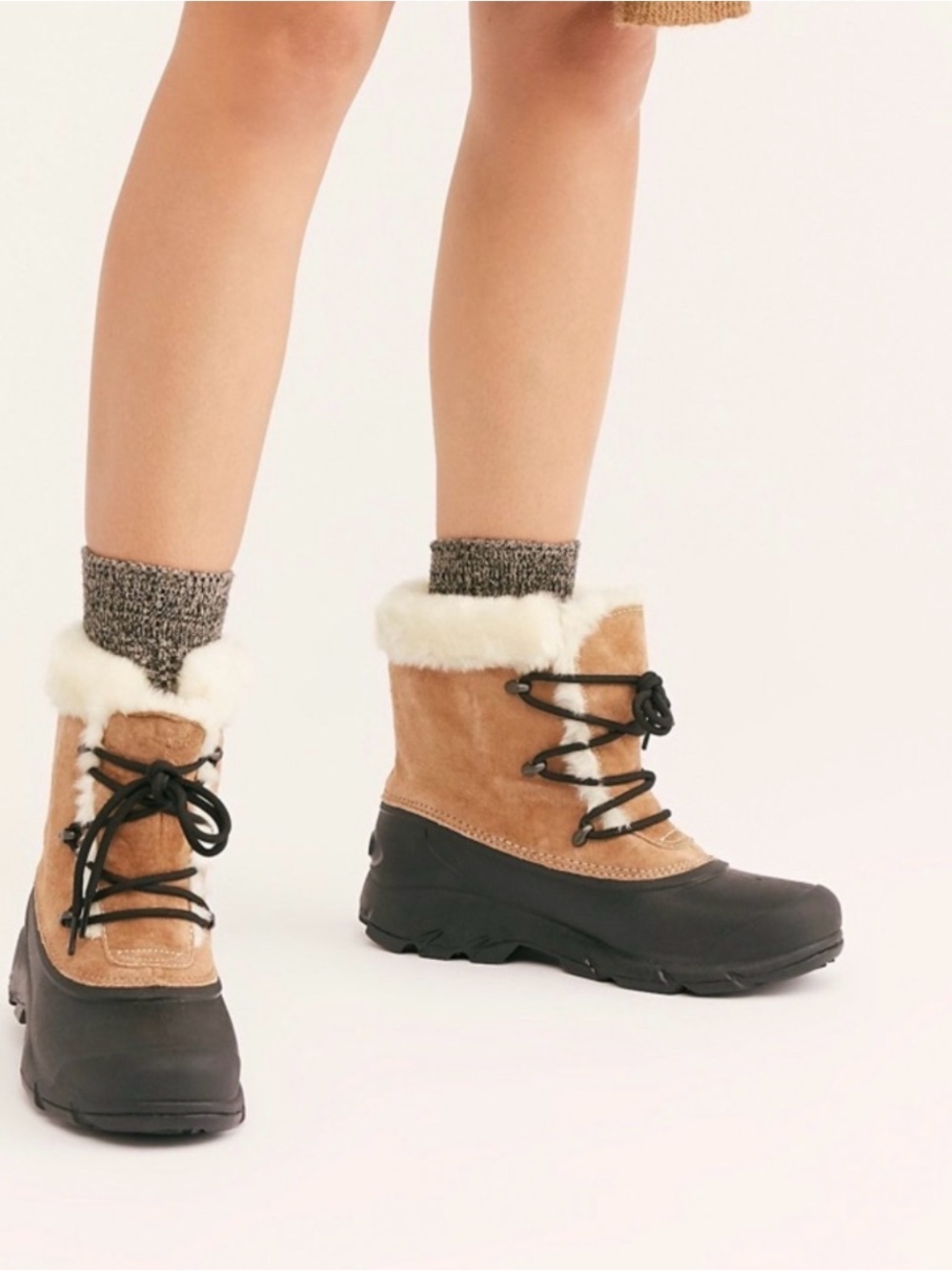 Sorel Tan Black Snow Angel Lace Up Winter Waterproof Boots Women’s Size 10